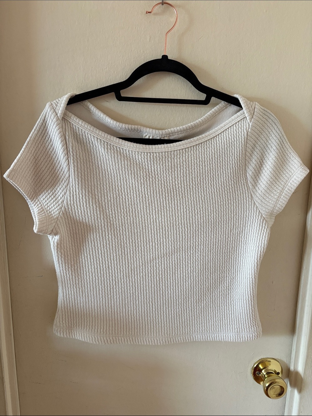 Universal Thread White Ribbed Babydoll T-shirt